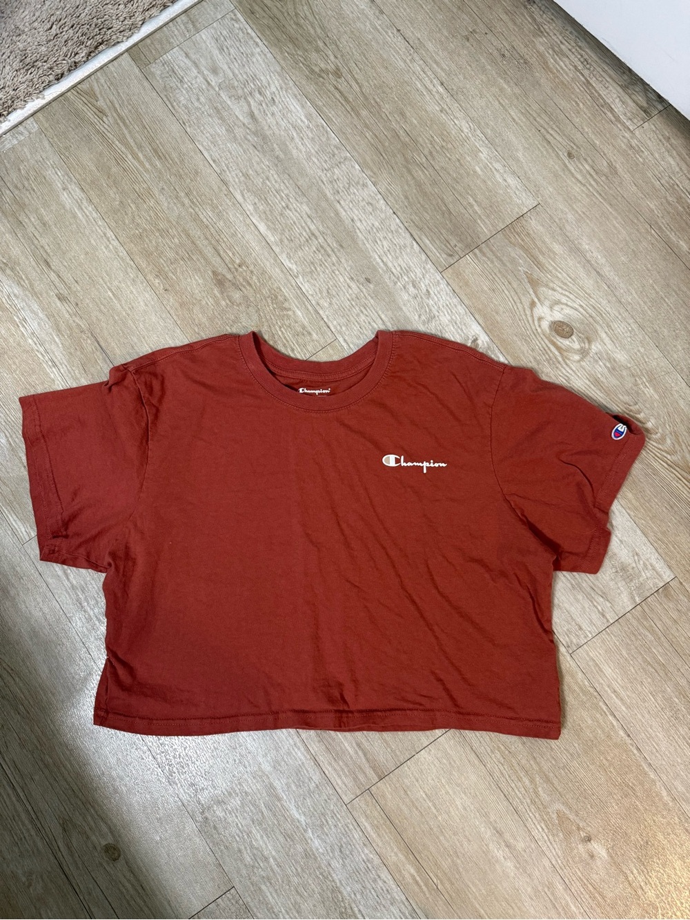Champion Rust Red Cropped Logo Tee